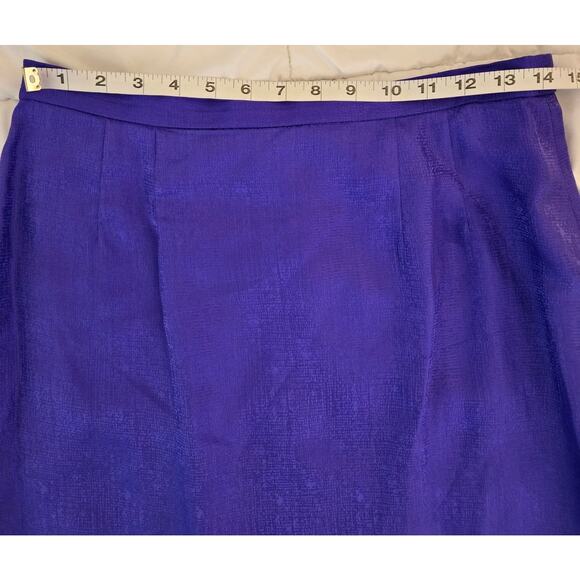 Vintage 100% Silk Satin Cobalt Blue Pencil Skirt Size 12P Career Office Work - Picture 9 of 13